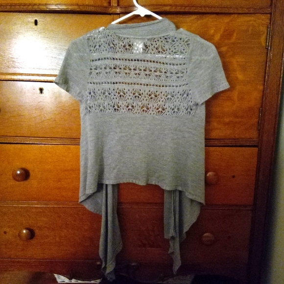 ROUTE 66 - Lace Cardigan Short Sleeve Cardigan in Gray - Picture 3 of 4